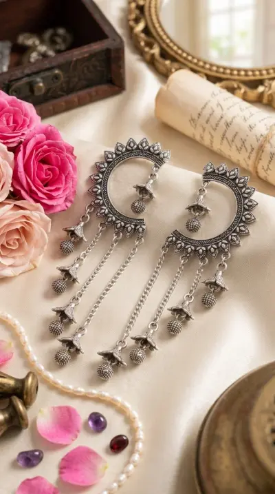 Traditional Oxidized Chandbali Earrings
