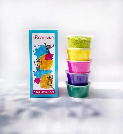 Natural & Vibrant Organic Gulaal - Set of 5 Non-Toxic Holi Colors