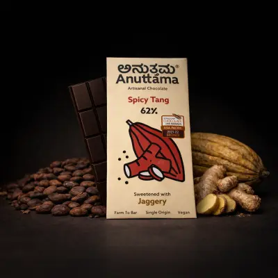Spicy Tang | 62% Cocoa  |Sweetened with Jaggery