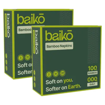 Baiko Bamboo Napkins | 50 Pulls x 2 Packs | 2 Ply | Natural Bamboo Brown Eco-friendly Napkin Tissues (2, Pack of 2)