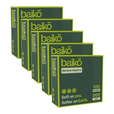 Baiko Bamboo Napkins | 50 Pulls x 5 Packs | 2 Ply | Natural Bamboo Brown Eco-friendly Napkin Tissues (5, Pack of 5)