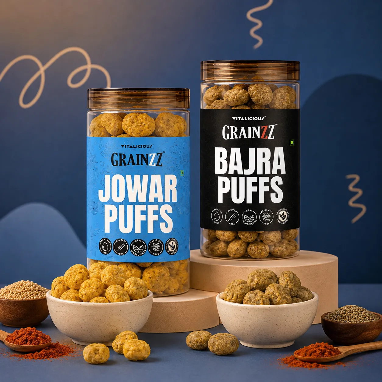 Grainzz Jowar & Bajra Millet Puffs Combo