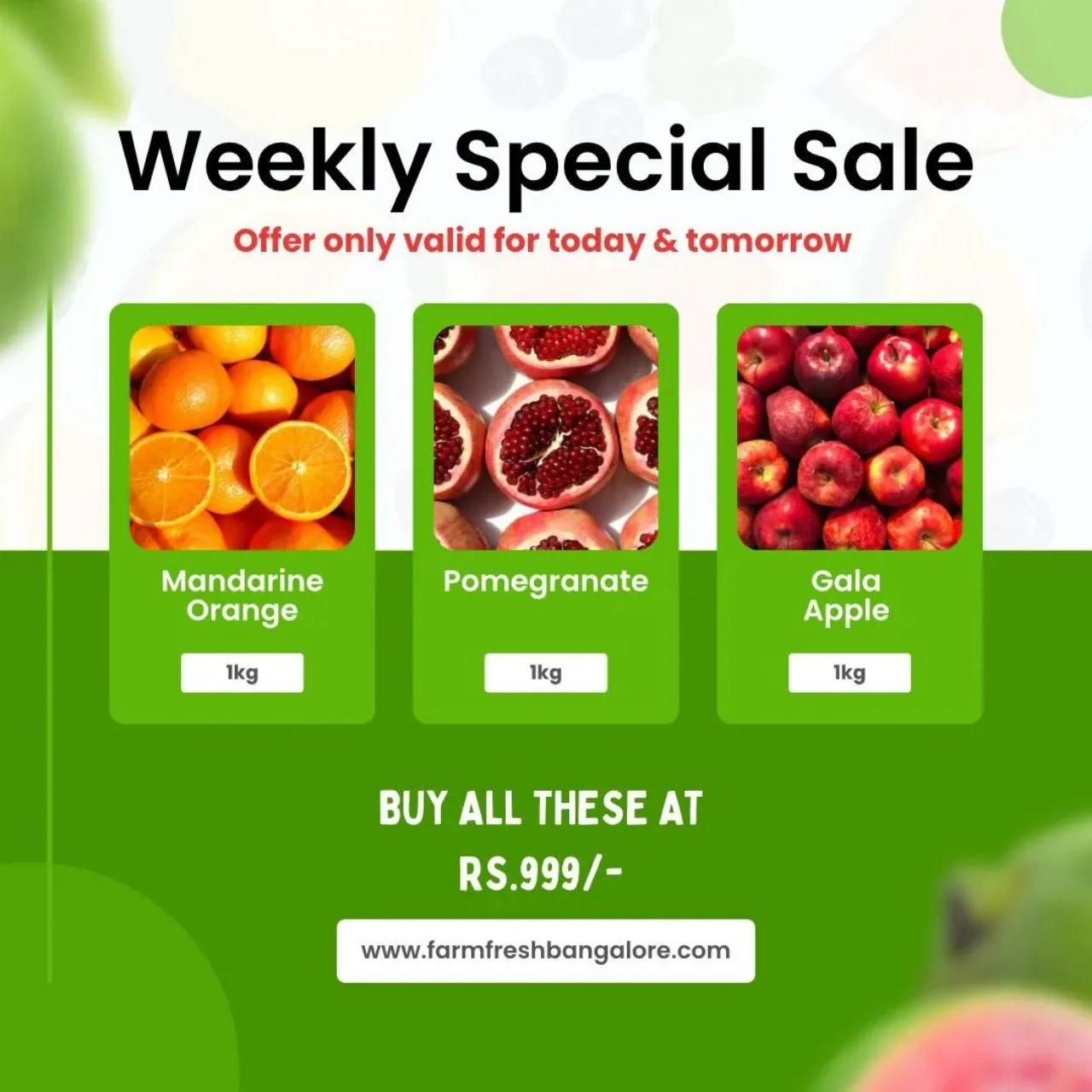 Fruits Combo  | Apple, Pomegranate And Mandarin Orange