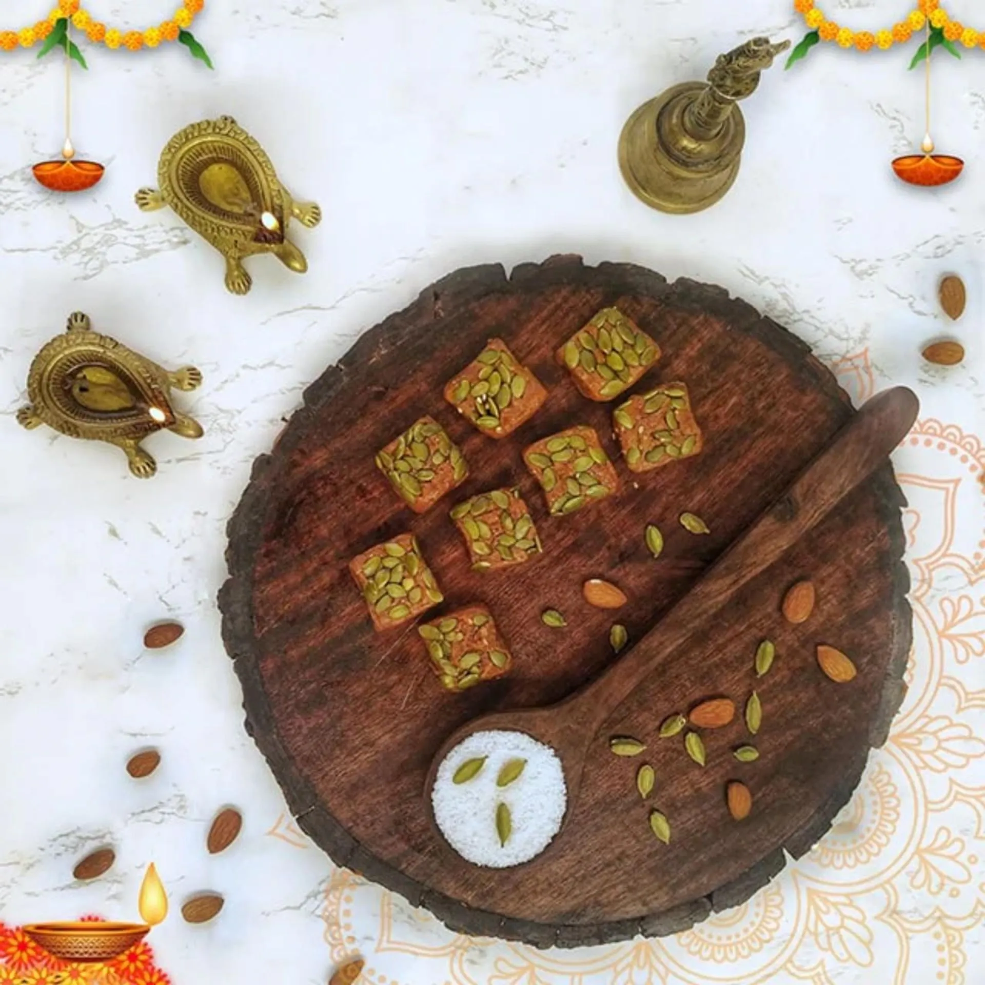 Pumpkin Seeds Barfi | Made from Premium Dates- Pumpkin Seeds - Rose Petals