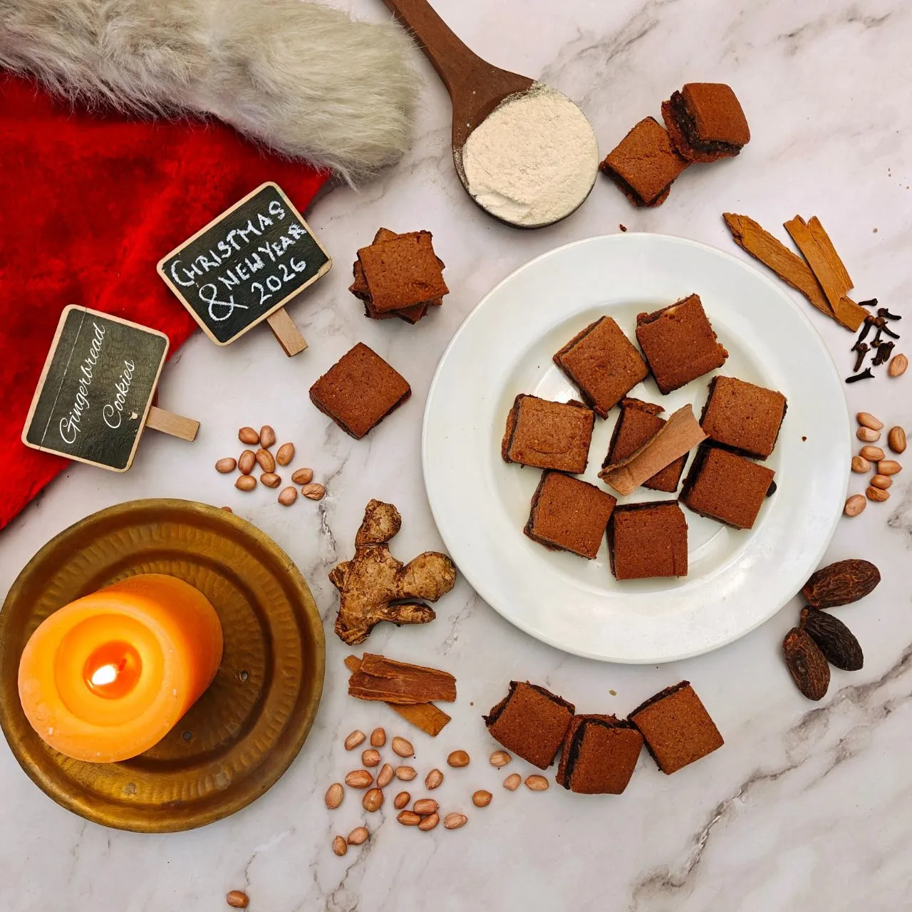 Gingerbread Stuffed Cookies - Whole Wheat- Oil-Free- Sugar-Free | Christmas Cookies Gift Box