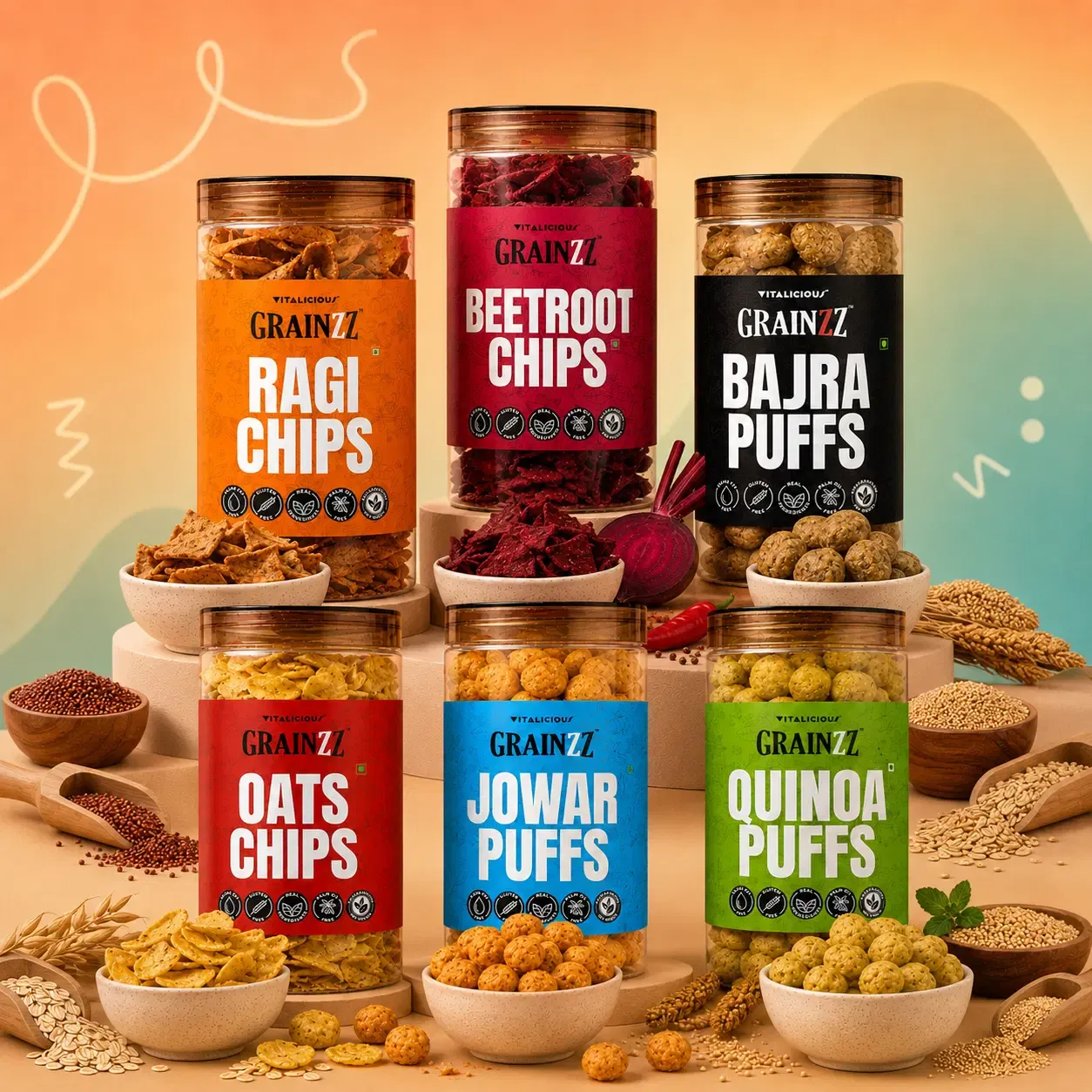 Grainzz Complete 6-Jar Snack Box