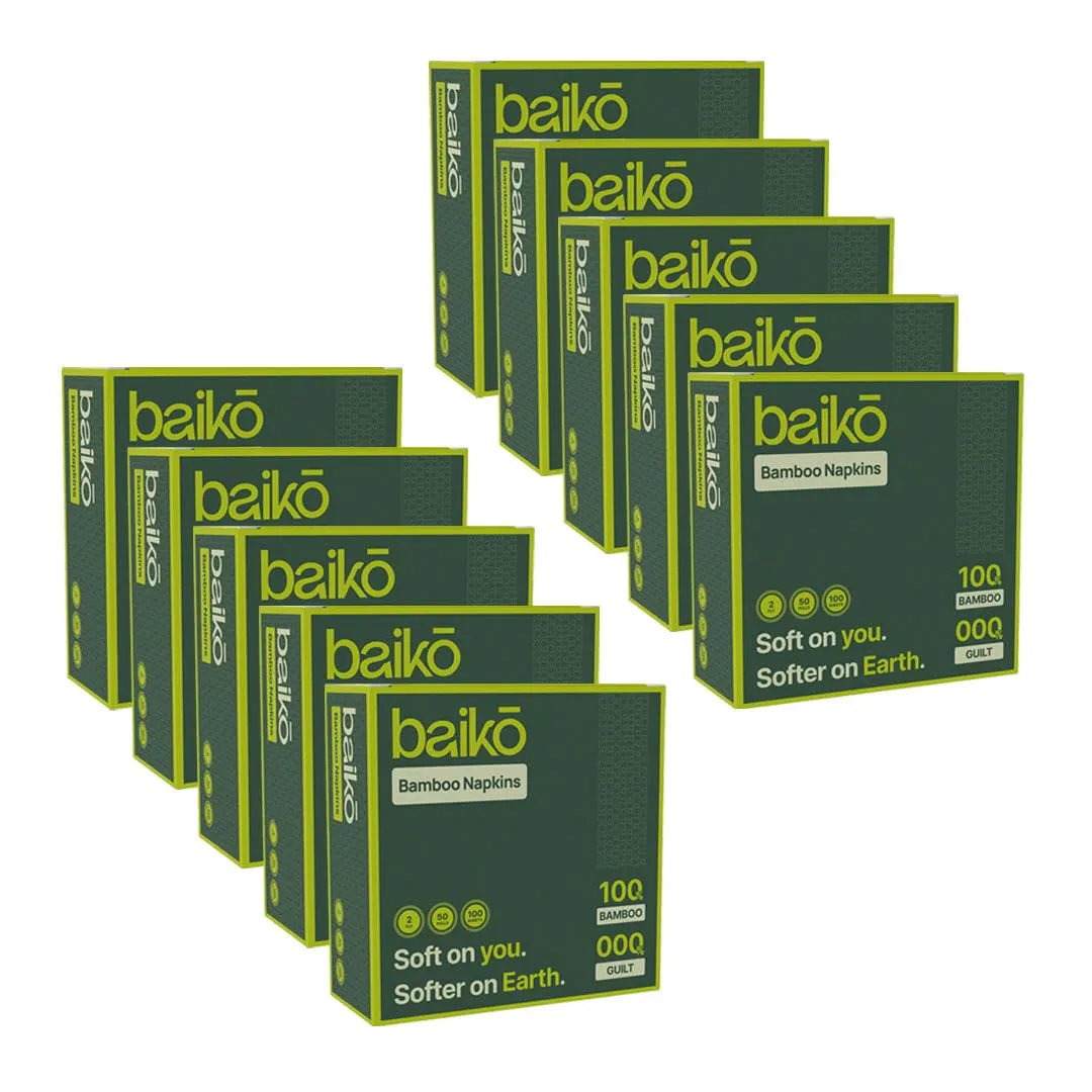Baiko Bamboo Napkins | 50 Pulls x 10 Packs | 2 Ply | Natural Bamboo Brown Eco-friendly Napkin Tissues (10, Pack of 10)