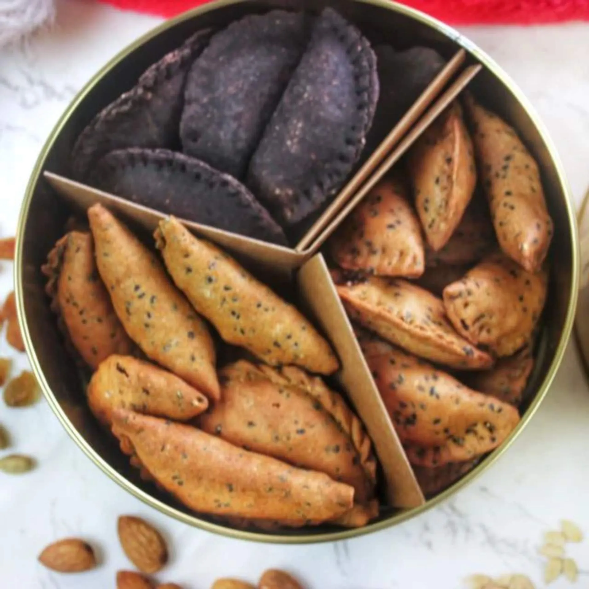 Assorted Date Sweetened Crunchy Karanji or Gujiya - 3 Flavours