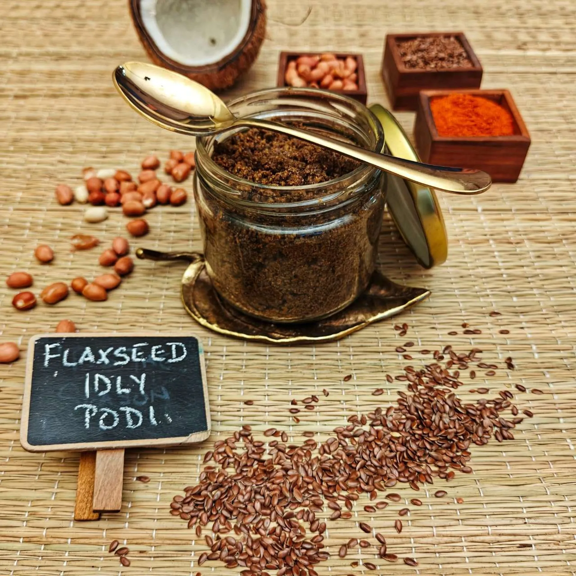 Flaxseed Idli Podi by Sampoorna Ahara | Agasse Beeja Chutney Pudi | Wholesome Heritage Masala Mix with Spices - Seeds | For Idli- Dosa- Paniyaram